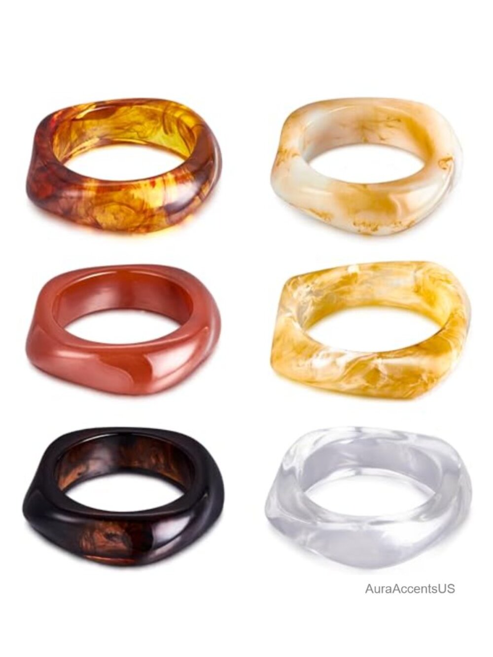 Acrylic Resin Chunky Bangle Bracelets Set Wide Geometric Cuff Wristbands